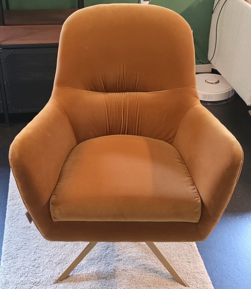 Poltrona lounge Dutchbone Robusto – giallo senape/velluto – fauteuils, Metal, Velvet