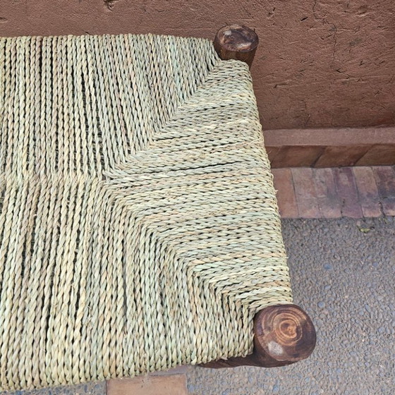 Marokkaanse bank met palmbladkoord – Bankjes, Wood, Wicker (photo 6 of 6)