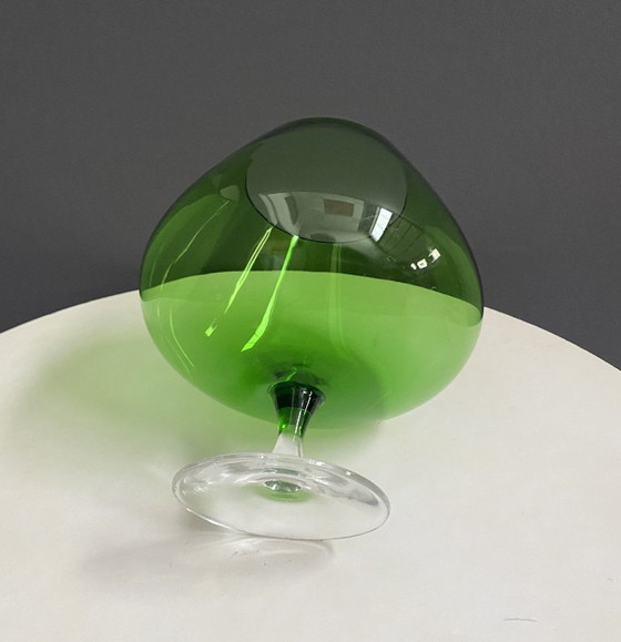 Image 1 of Empoli green large cognac glass shape vase 1960s