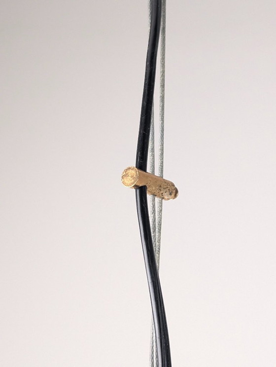 Pendant lamp with textured glass shade, Carlo Nason, Brass, Transparent, Mid Century Modern (photo 8 of 14)