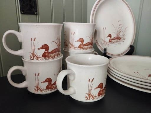x5 Petites assiettes et mugs en grès vintage CHURCHILL Canards.