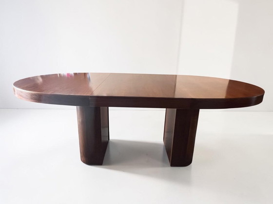 Image 1 of Mid Century Esstisch Nussbaum ausziehbar 140–260 cm | Vintage Design Tisch massiv Holz Alma Deutschland