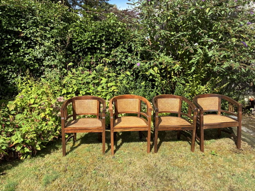 4 x Dining Chairs – Merk onbekend, eetkamerstoelen, Rattan, Wood