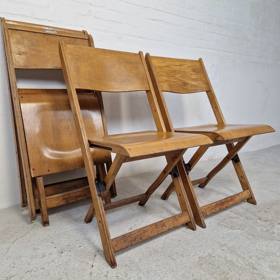 Image 1 of 4 chaises pliantes en bois Gebr. Bouten Vintage