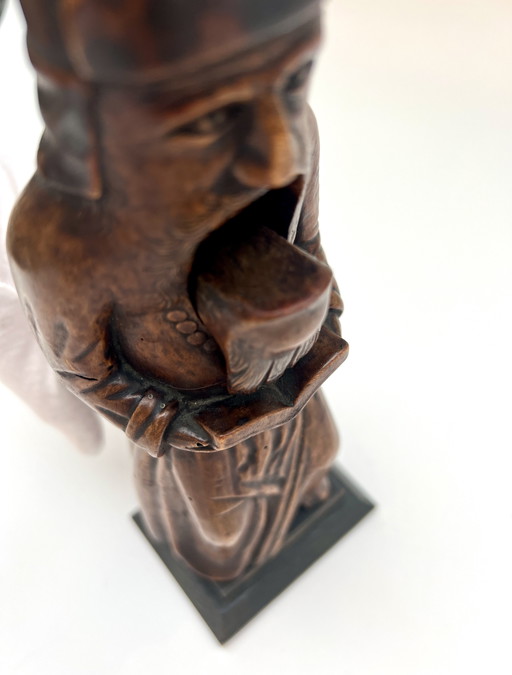 Hand-carved wooden nutcracker in the shape of a monk – approx. 22 cm – early to mid-20th century