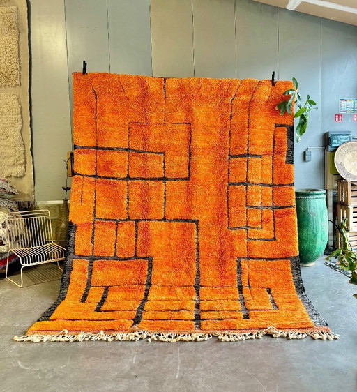 Beni Ouarain Teppich – 260 x 350 cm – Großer handgewebter marokkanischer Wollteppich – Modernes geometrisches Design