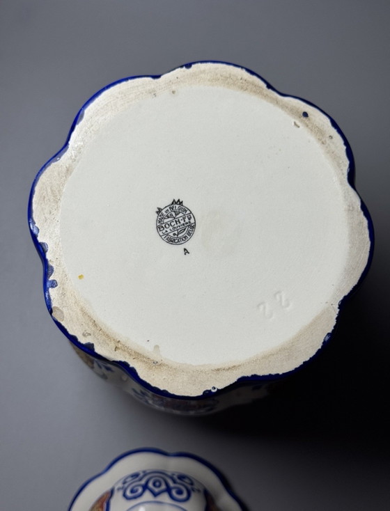 Image 1 of Boch Frères Keramis dekselpot van faience – Art Deco-periode – België, jaren dertig