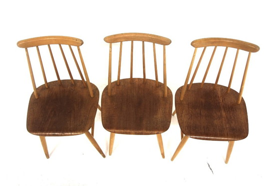 Image 1 of Satz von 6 "Fanett"-Teakholzstühlen von Ilmari Tapiovaara, Schweden, 1960