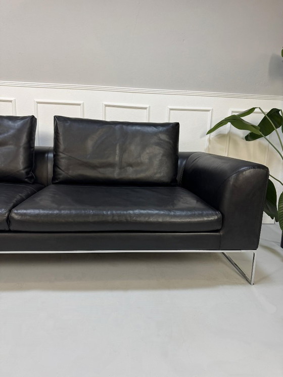 Image 1 of COR Mell Lounge Designer Sofa Couch Black Leather 3 Seater