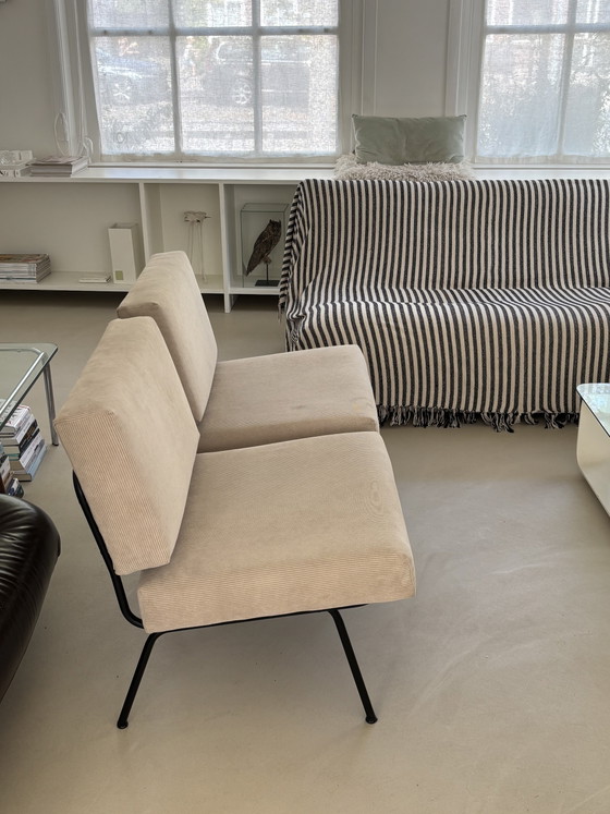 2x Knoll Sessel, sandfarbenes Rippenmuster – Metal, Textile (photo 8 of 11)