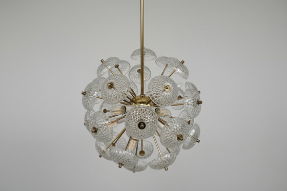 Image 1 of Lustre pissenlit vintage en verre Kamenický Šenov 1960 Tchécoslovaquie