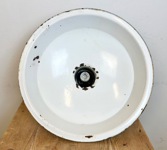 Image 1 of Large Industrial Midcentury Grey Enamel Factory Lamp, 1950s