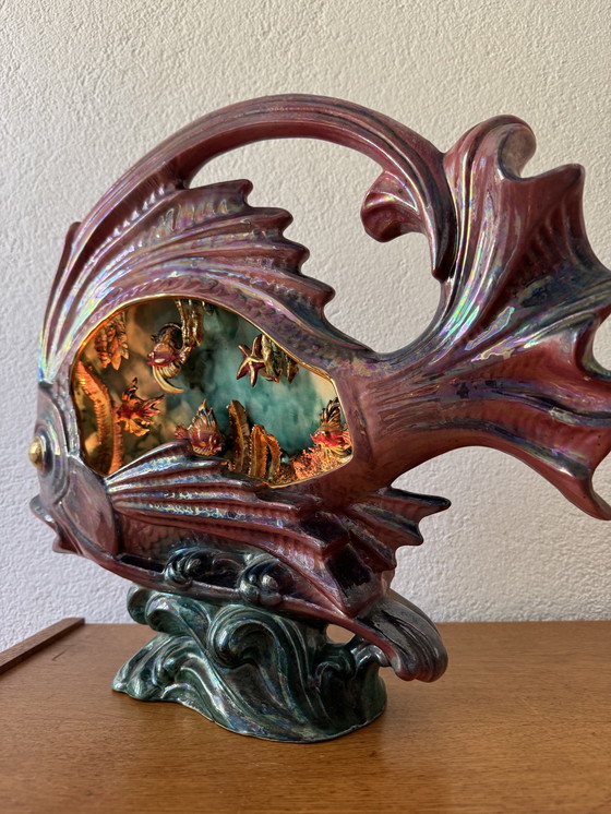 Image 1 of Grote keramische vis lamp jaren 50