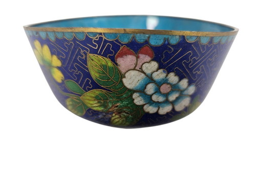 Cloisonné – Emaille – Messing – Reisschale – China – 20. Jahrhundert