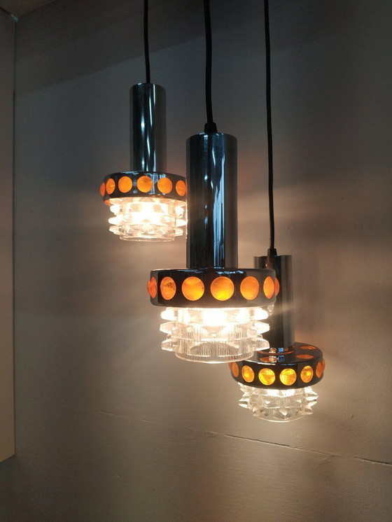 Image 1 of Vintage 60s/70s Massive/Raak cascade design pendant lamp (3 lamps)