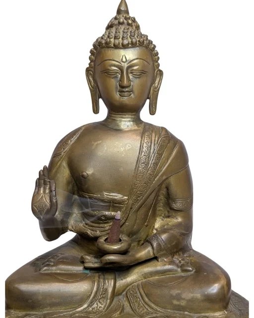 Antiek vuurverguld bronzen Boeddhabeeld – Himalaya, 19e eeuw – Beeldhouwkunst, Gold (photo 10 of 12)