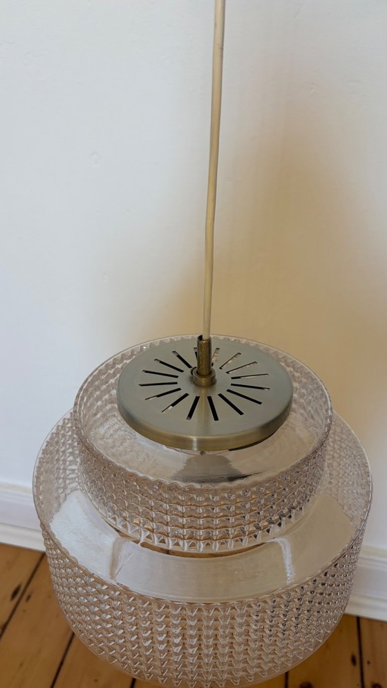 Vintage pendant lamp like Vitrika – 1960s – textured glass – Metal (photo 5 of 9)