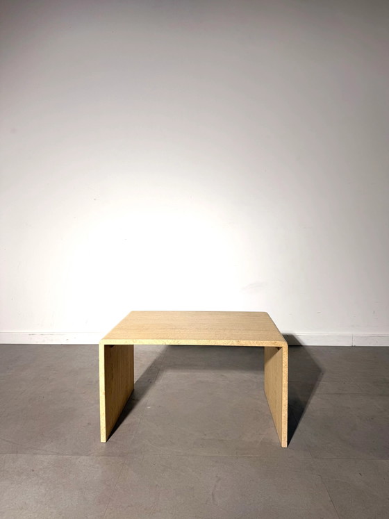 Vintage Travertin Bijzettafel, Minimalistisch Design (foto 2 van 3)