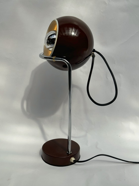 Image 1 of Vintage Brown Gepo Amsterdam Eyeball Lamp | Table Lamp 1970s Dutch Design