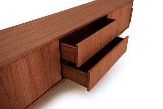 Image 1 of Dressoir gebeitst teak T-S01 schuifdeur en 2 laden 240