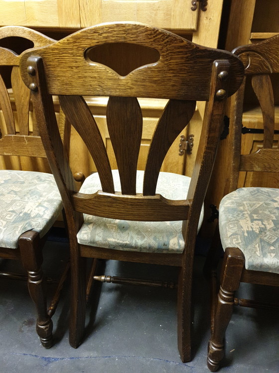 Image 1 of 6 eiken eetkamer stoelen 