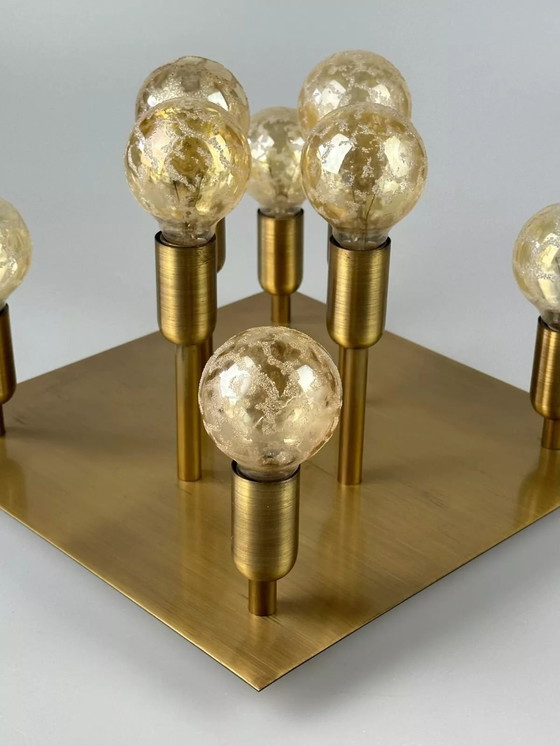 Image 1 of 60s 70s plafondlamp Sölken Leuchten Duitsland Design messing Space Age