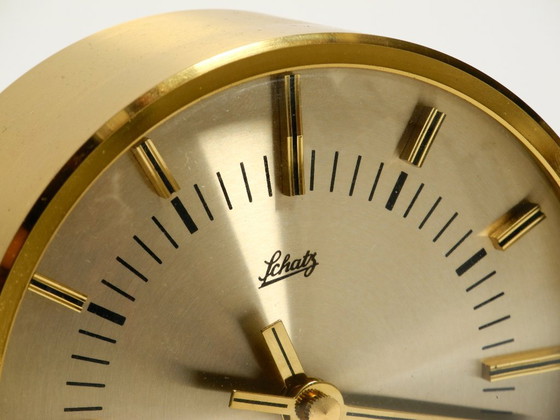 Image 1 of Seltene originale runde Messing-Tischuhr aus den 1960er Jahren von Schatz Germany