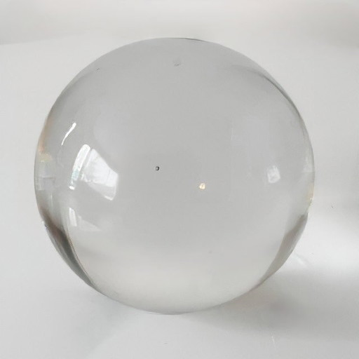 Vintage spherical paperweight clear crystal glass 5.5 cm