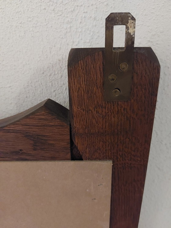 Image 1 of Wood Solid Mirror With 2 Sturdy Hanging Hooks