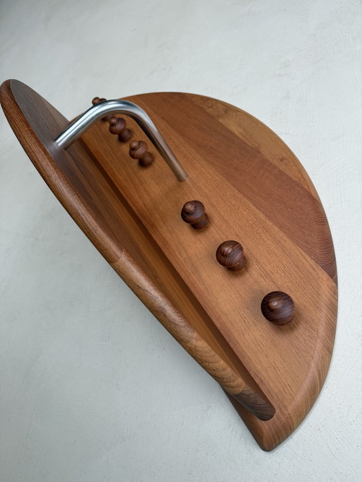 Vintage Danish solid teak wall coat rack from CFC Silkeborg