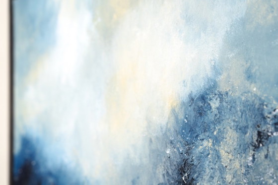Original Framed Blue Abstract Landscape Painting, Acrylic on Canvas - I Was Looking for This (photo 12 of 19)