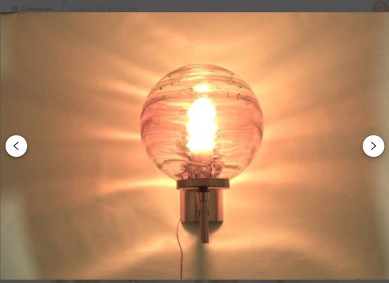 Image 1 of Applique (2), Mid Century Modern, Art Déco, ottone, vetro di Murano, vintage, raro