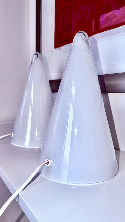 Juego de lámparas de mesa/mesita de noche con forma de tipi. – tafellampen, Glass