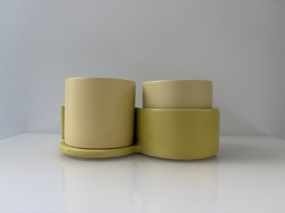 Double design Plant pot Céline de Lys, ceramic retro, Yellow, Modern (photo 8 of 13)