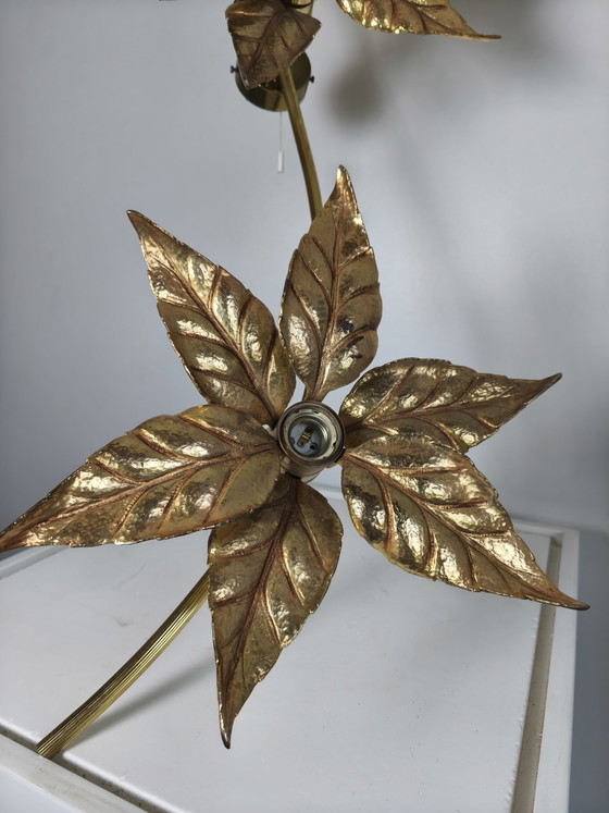 Willy Daro Gouden Hollywood Regency Florale Wand- of Plafondlamp jaren 70 – Massive, Wandlampen, Brass (photo 6 of 10)