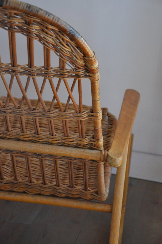 Image 1 of Sedia a dondolo vintage in vimini anni '70 – Úluv