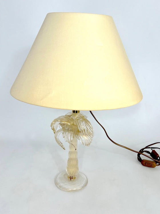 Image 1 of Mid-century rare brass and murano glass table lamp by Tommaso Barbi