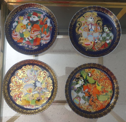 4x Assiettes de collection Rosenthal Aladin Ligne studio Bjørn Wiinblad + livret