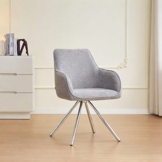Image 1 of Lote de 2 Chaises Design LOLA – Assise Velours Taupe & Pieds Chrome Chic