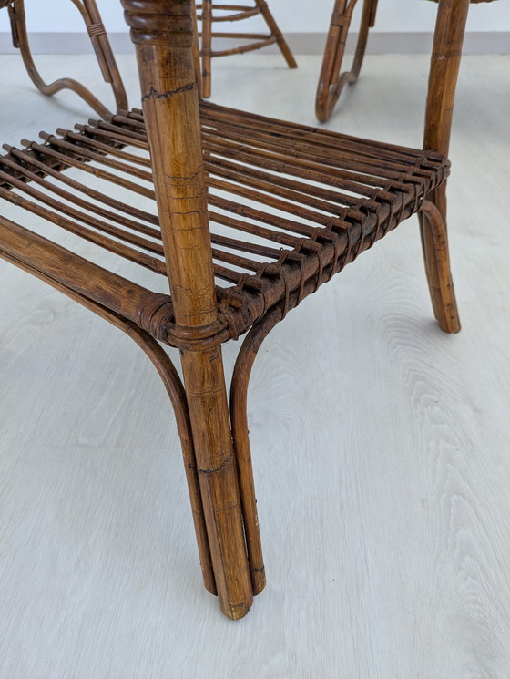 Image 1 of Salon en bambou - Fauteuils, table basse et porte-manteau - Vintage