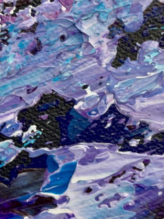 Image 1 of Too Shy – expressive abstract painting – blue/violet – 60x60 cm