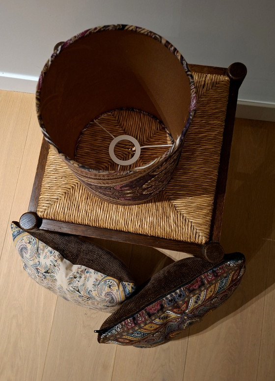 Image 1 of Handmade cushion covers (2x) & 2-in-1 lampshade for table lamp or pendant lamp – Paisley wool – V. Fraas fabric