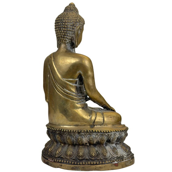 Gilded Medicine Buddha on Lotus Throne – Tibetan Style Bronze Sculpture (photo 4 of 11)