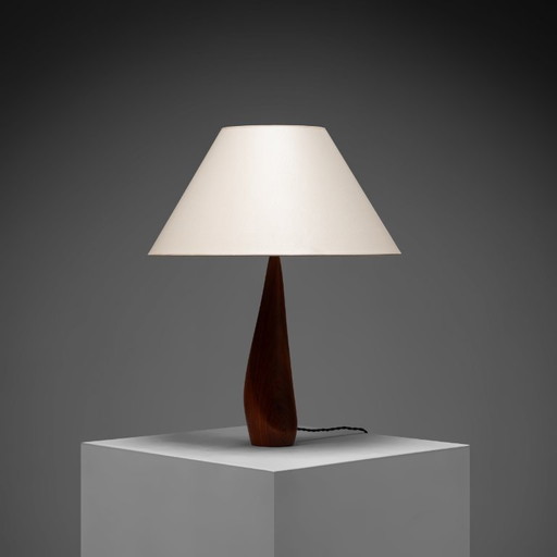 Solid Teak Large Sculptural Table Lamp by Ernst Henriksen, Denmark, 1960s – tafellampen, Wood (photo 2 of 6)