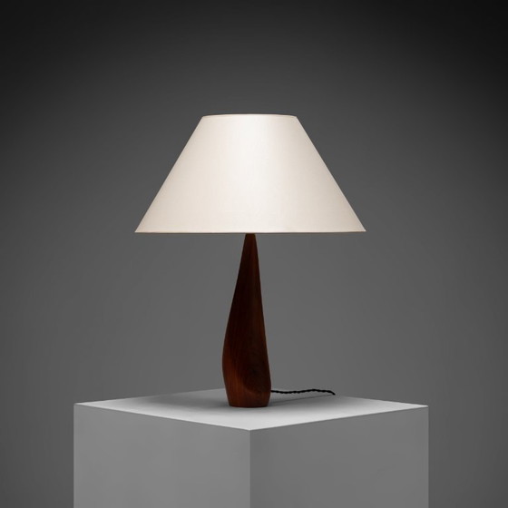 Solid Teak Large Sculptural Table Lamp by Ernst Henriksen, Denmark, 1960s – Wood (photo 2 of 6)
