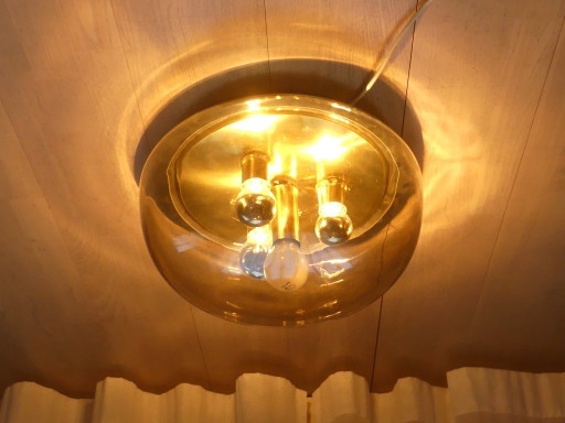 Kaiser Deckenleuchte Plafonier Sconce Rauchglas Messing