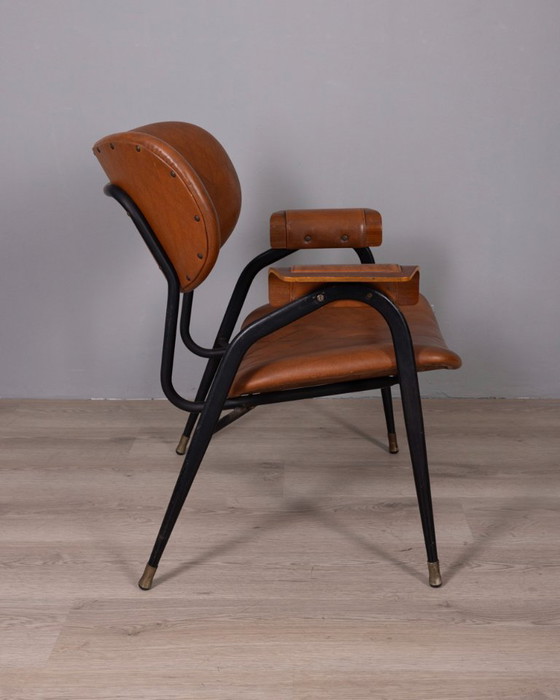 Image 1 of Poltrona vintage in pelle disegnata da Gastone Rinaldi per Rima, anni '50.