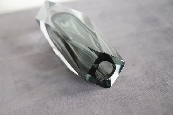 Image 1 of Gerookte grijze Murano glazen vaas, Italië jaren 60