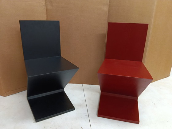 Image 1 of Sedia ALIVAR MVSEVM 514 ZIG ZAG (NUOVA, MAI USATA) Rosso Bordeaux o Nero