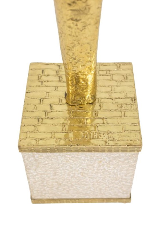 Image 1 of Jacques Duval Brasseur, Groot cactussculptuur in verguld messing. 1992